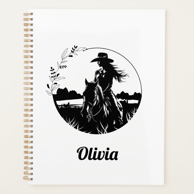 Country Chic Horse Cowgirl Western Personalised Planner (Front)
