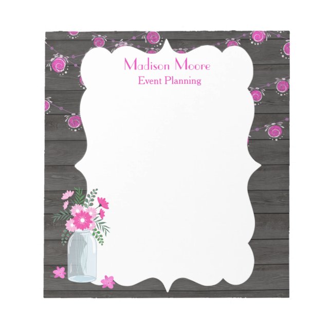 Country Chic Light Strings Event Planner Notepad (Front)