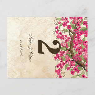 Country Chic Pink Cherry Blossom Table Number Card