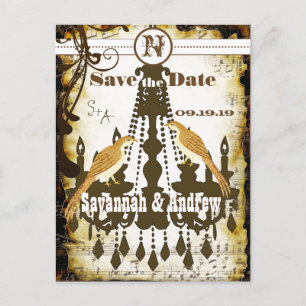 Country Chic Rustic Chandelier Save the Date Announcement Postcard