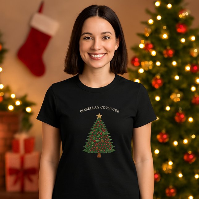 country chic rustic christmas tree black T-Shirt (Creator Uploaded)