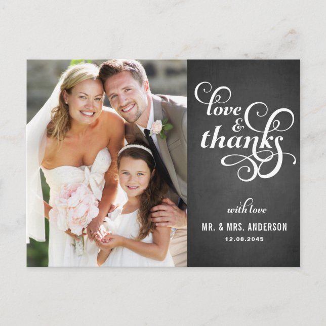Country Chic Script Wedding Thank You Postcard (Front)