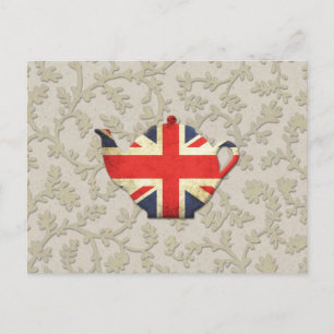 Country Chic Union Jack Flag Teapot Postcard