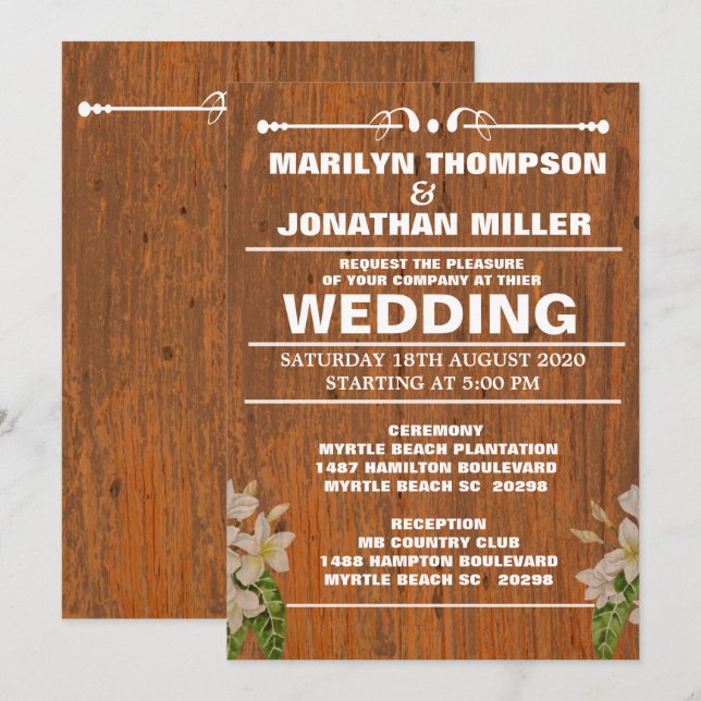 Country Chic Wedding Invitation (Front/Back)
