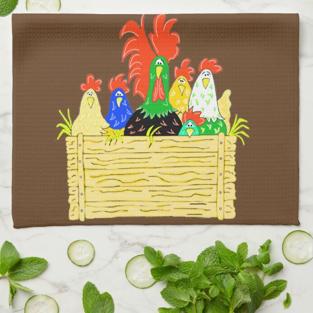 Country Chicken Clan Hand Towel (Folded)