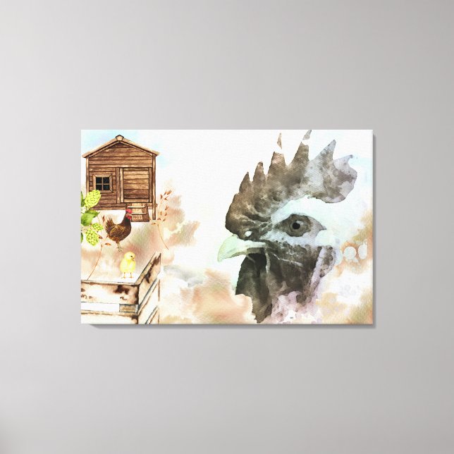 *~ Country Chicken Coop Hen Farm House Chic Rustic Canvas Print (Front)