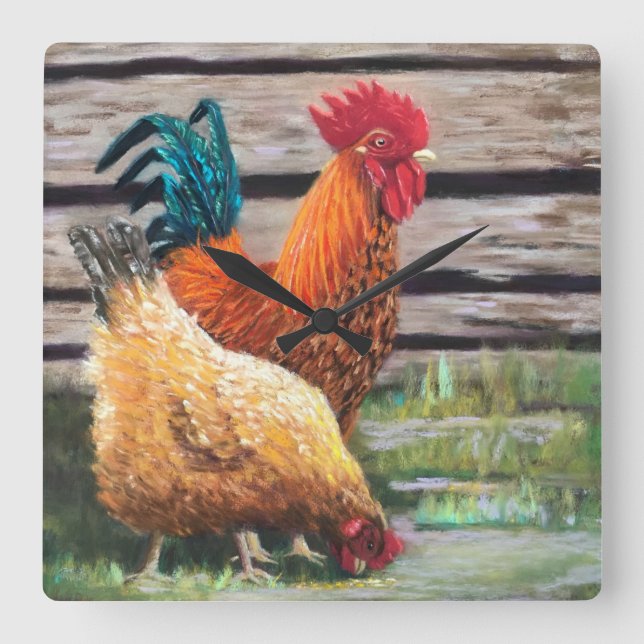 Country Chicken Kitchen Wall Clock (Front)