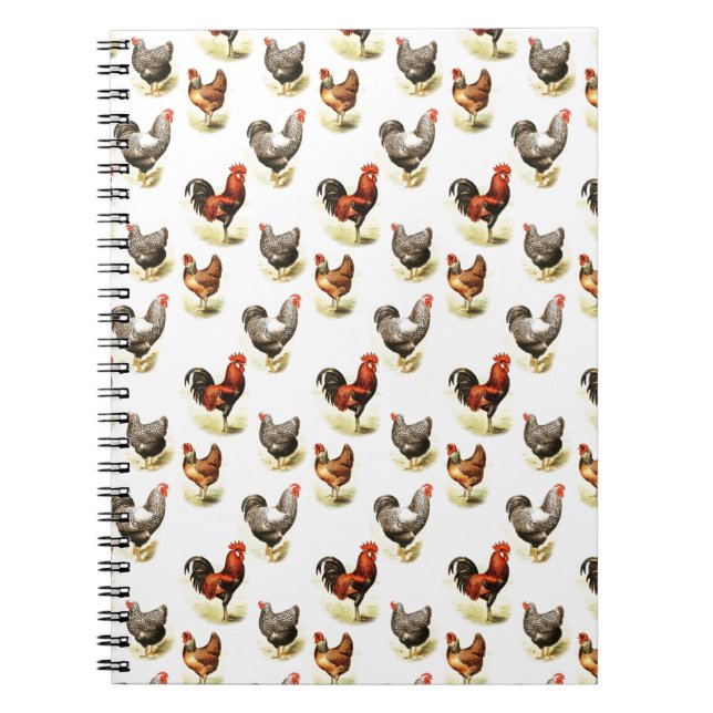 Country Chicken Pattern Spiral Notebook (Front)