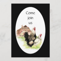 Country Chicken & Rooster Barn Custom Farm Invite