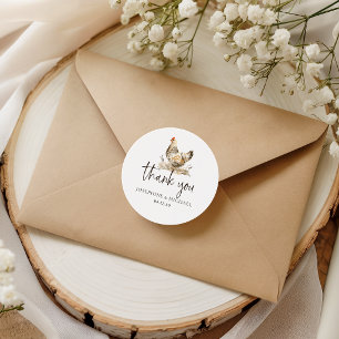 Country Chicken Thank You Wedding Favour Sticker