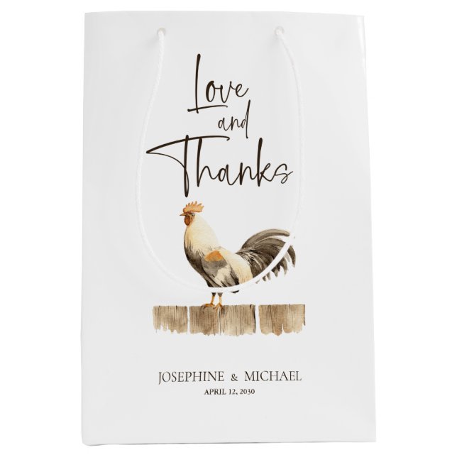 Country Chicken Wedding Welcome Medium Gift Bag (Front)