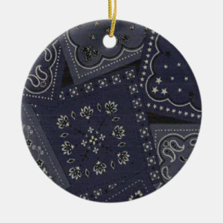 Country Christmas Blue Bandanna Ceramic Tree Decoration