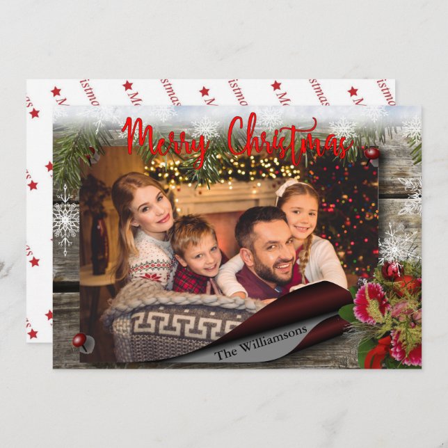 Country Christmas Bulletin Board Photo Invitation (Front/Back)