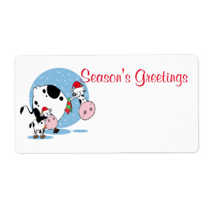 Country Christmas Cows With Santa Hats Template