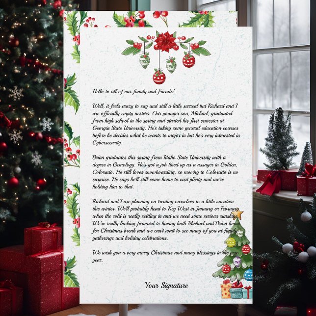 Country Christmas Family Newsletter Your Text Stationery (Creator Uploaded)