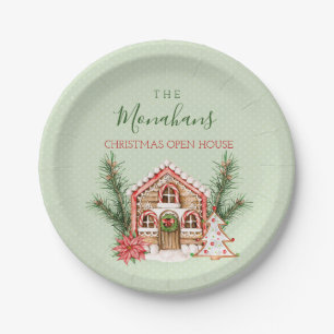 Country Christmas Gingerbread House Paper Plate