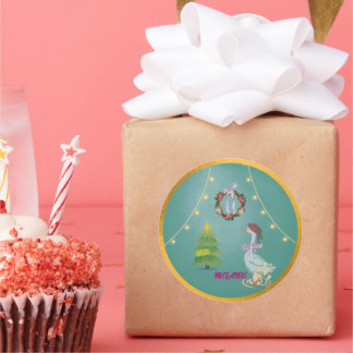 Country Christmas Goose Classic Round Sticker