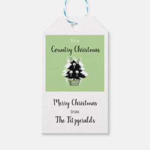 Country Christmas Green Gift Tags