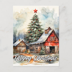 Country Christmas Happy Holidays Everyone Postcard