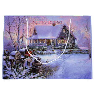 Country Christmas, Holiday, Custom Large Gift Bag
