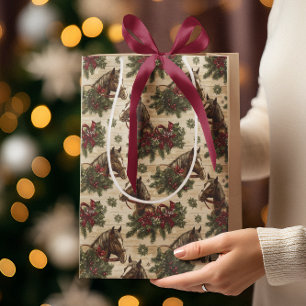 Country Christmas Horses Medium Gift Bag
