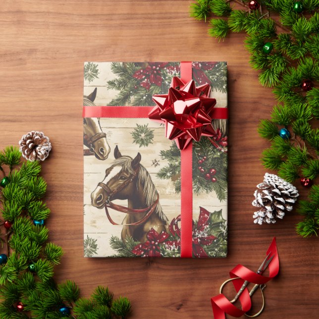 Country Christmas Horses Wrapping Paper (Holiday Gift)