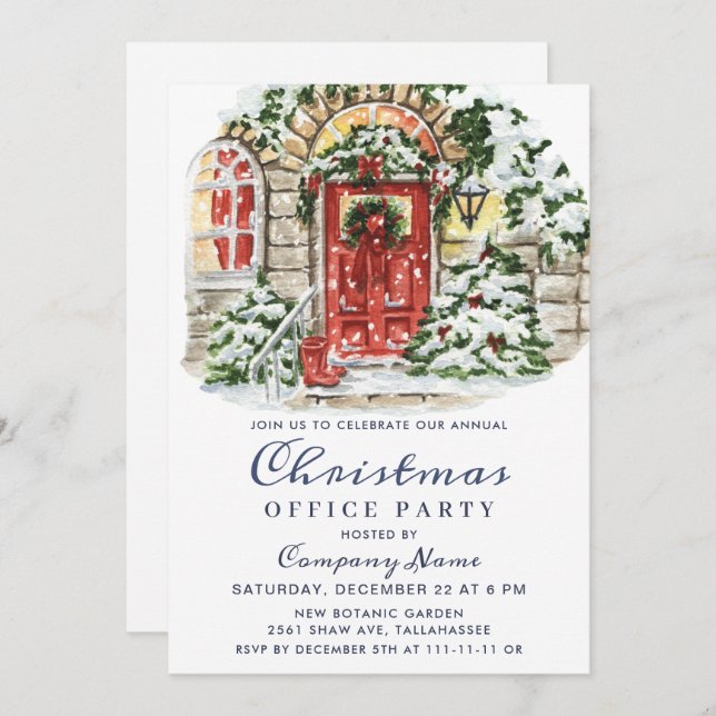 Country Christmas House Corporate Holiday Party Invitation (Front/Back)