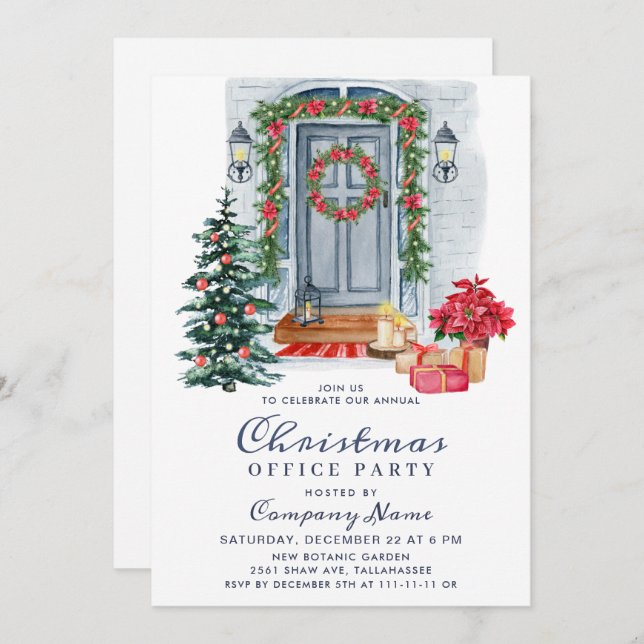 Country Christmas House Corporate Holiday Party Invitation (Front/Back)