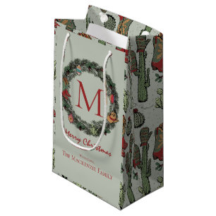 Country Christmas Monogrammed Small Gift Bag