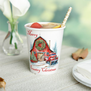 Country Christmas Paper Cups