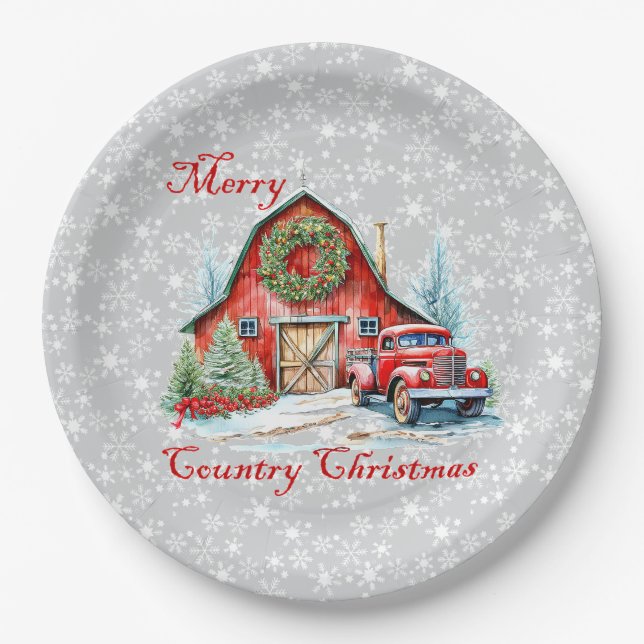 Country Christmas Paper Plate (Front)