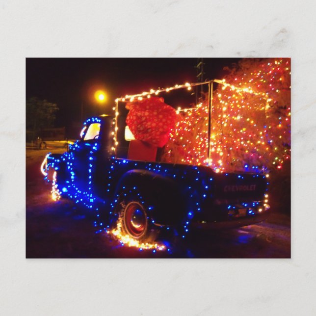 Country Christmas Pickup Truck Christmas Postcard (Front)