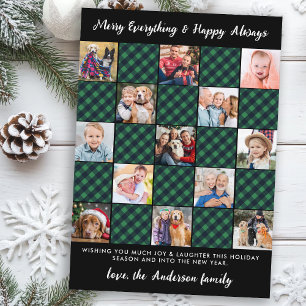 Country Christmas Plaid Patchwork 13 Photo Collage Holiday Card