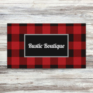 country Christmas Red buffalo plaid lumberjack Business Card
