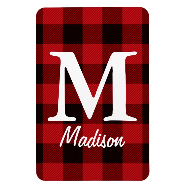 country Christmas Red buffalo plaid lumberjack Magnet (Vertical)
