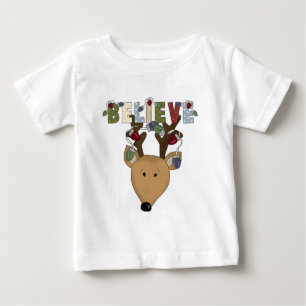 Country Christmas Reindeer Believe Holidays Baby T-Shirt