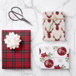 Country Christmas Rustic Holiday Buffalo Plaid   Wrapping Paper Sheet<br><div class="desc">Country Christmas Rustic Holiday Buffalo Plaid  gift wrapping set features red buffalo plaid,  deer antlers and plaid Christmas Ornaments. What a lovely way to add a little country to your Christmas this holiday season.</div>