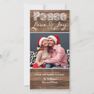Country Christmas Rustic Lace Flat Photo Card