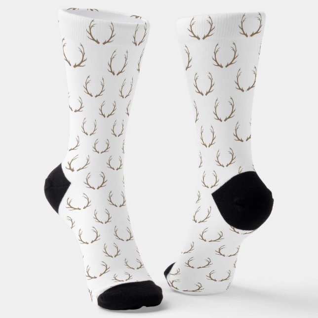 Country Christmas rustic reindeer antlers pattern Socks (Angled)