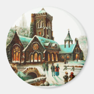 Country Christmas Services Vintage Magnet
