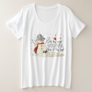 Country Christmas snowman Holiday plus size T-Shirt