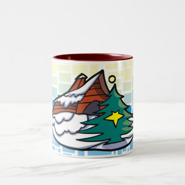 Country Christmas Tree Two-Tone Coffee Mug (Center)