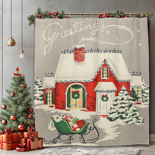 Country Christmas Victorian Village Horse Carriage Shower Curtain