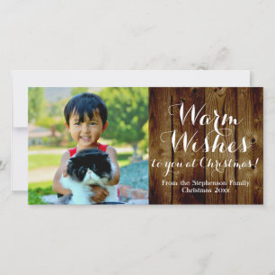 Country Christmas Warm Wishes Vintage Holiday Card