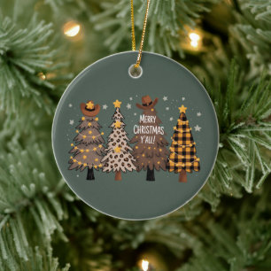Country Christmas Western Tree Cowboy Cowgirl Ceramic Tree Decoration