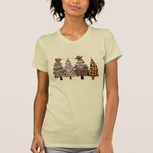 Country Christmas Western Tree Cowboy Cowgirl  T-Shirt