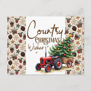Country Christmas Wishes Postcard