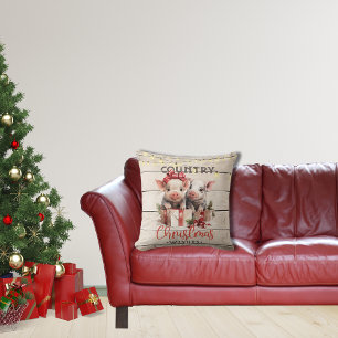 Country Christmas Wishes with Two Piglets Cushion