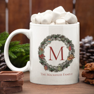 Country Christmas Wreath Family Photo Coffee Mug