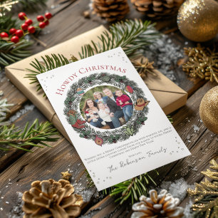 Country Christmas Wreath Family Photo Holiday Card